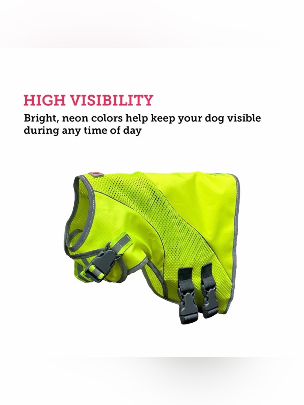 KONG Sport Mountain Polyster Dog Safety Vest, Neon Yellow, Large - Picture 2 of 6